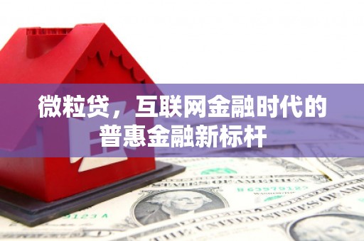 官渡微粒贷，互联网金融时代的普惠金融新标杆