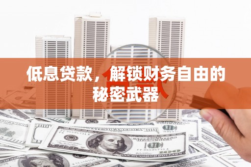 官渡低息贷款，解锁财务自由的秘密武器