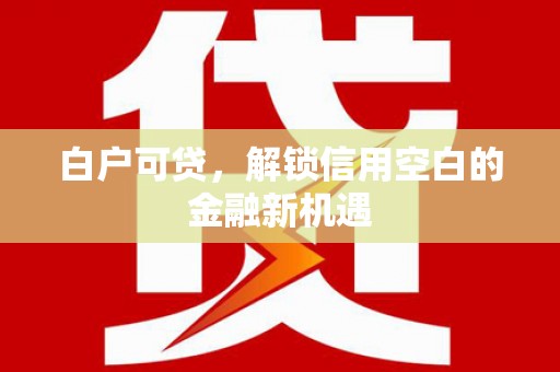 官渡白户可贷，解锁信用空白的金融新机遇