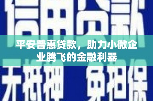 官渡平安普惠贷款，助力小微企业腾飞的金融利器