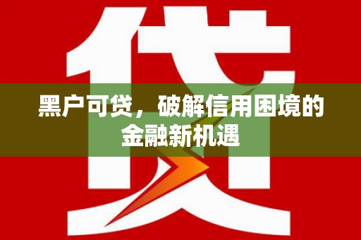 官渡黑户可贷，破解信用困境的金融新机遇