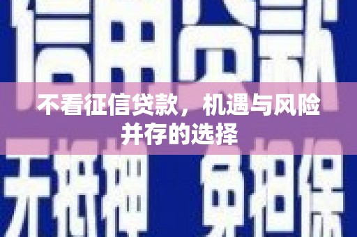 官渡不看征信贷款，机遇与风险并存的选择